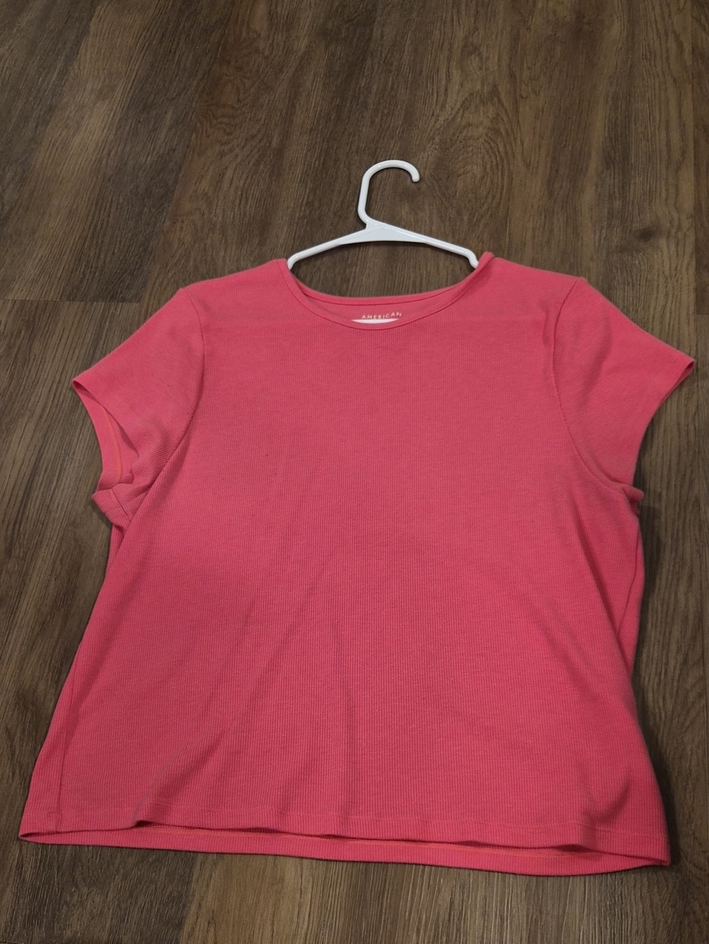American Eagle Outfitters Coral-Red Short Sleeve Ribbed Tee